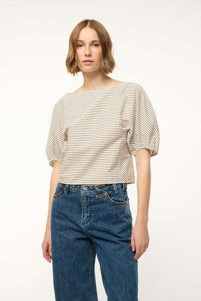 DIDI TOP IN IVORY/DARK OAK MICRO STRIPE