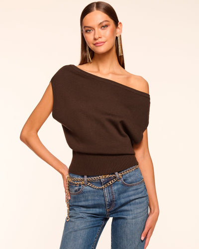 CHET MERINO OFF-THE-SHOULDER SWEATER IN BOHO BROWN