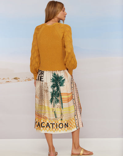 ELIZABETH PRINTED MIDI SKIRT IN VACATION