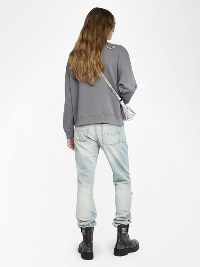 MILLY ZIP UP SWEATSHIRT IN MEDIUM GREY