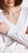 Minnie Rose CASHMERE FRAYED EDGE V NECK at Romi Boutique
