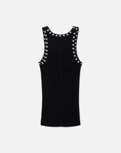 STUDDED RIB TANK IN BLACK - Romi Boutique