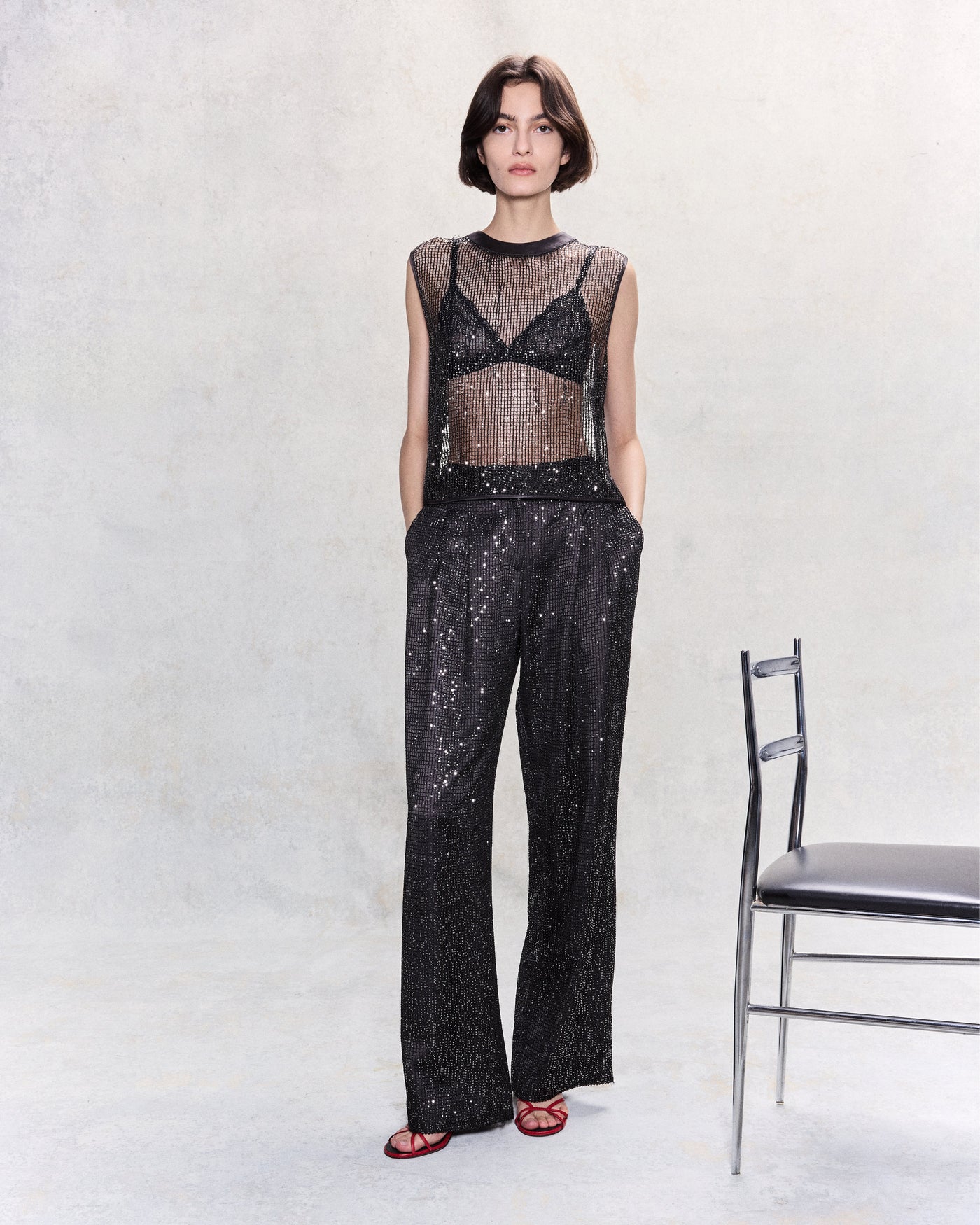 SHORT MUSCLE TANK IN DARK CHOCOLATE/SILVER - Romi Boutique