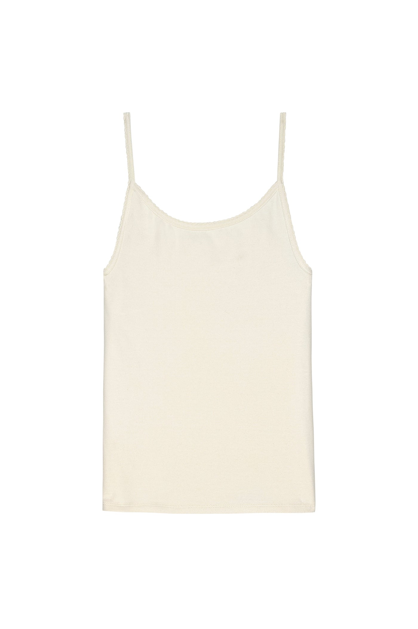 THE BABY RIB SCALLOP TANK IN CREME