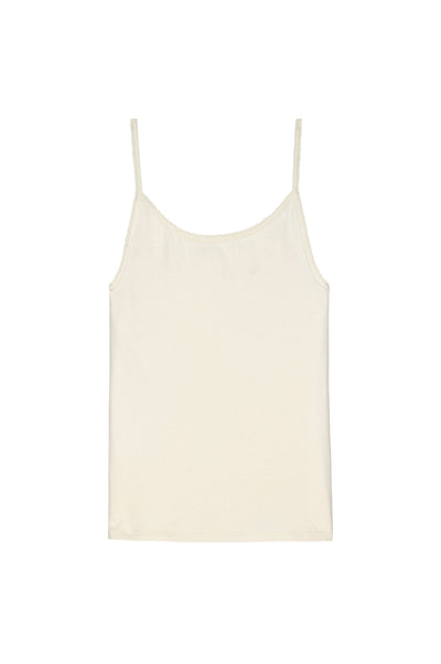 THE BABY RIB SCALLOP TANK IN CREME
