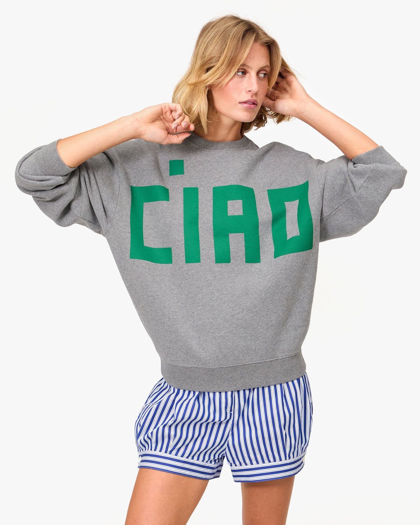 OVERSIZED CIAO SWEATSHIRT IN GREY MELANGE