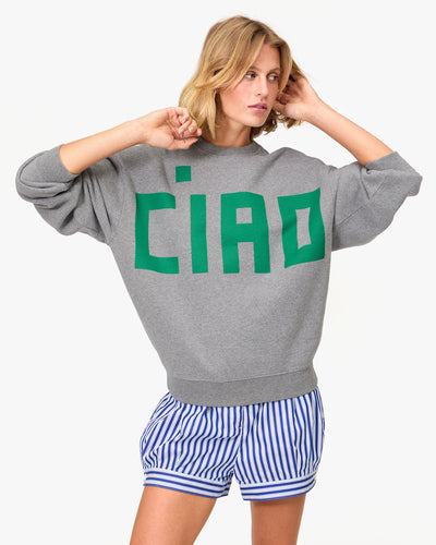 OVERSIZED CIAO SWEATSHIRT IN GREY MELANGE