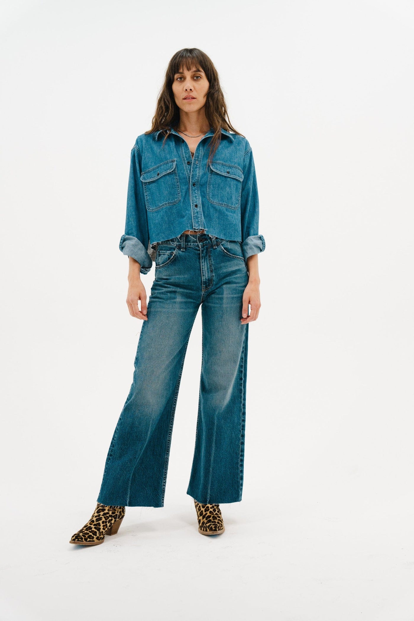 CROSBY COMBO FLANNEL IN DENIM AND HOUNDSTOOTH