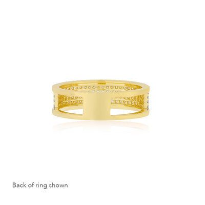 DIAMOND CIGAR BAND RING IN 14K YELLOW GOLD