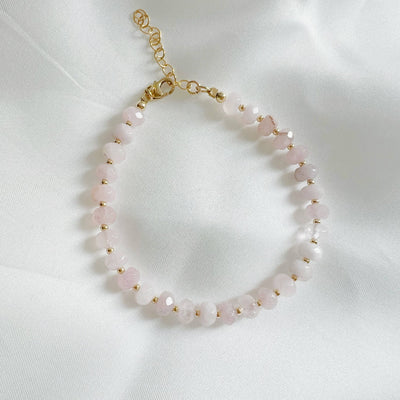 ROSALIE BEADED BRACELET IN ROSE QUARTZ PINK