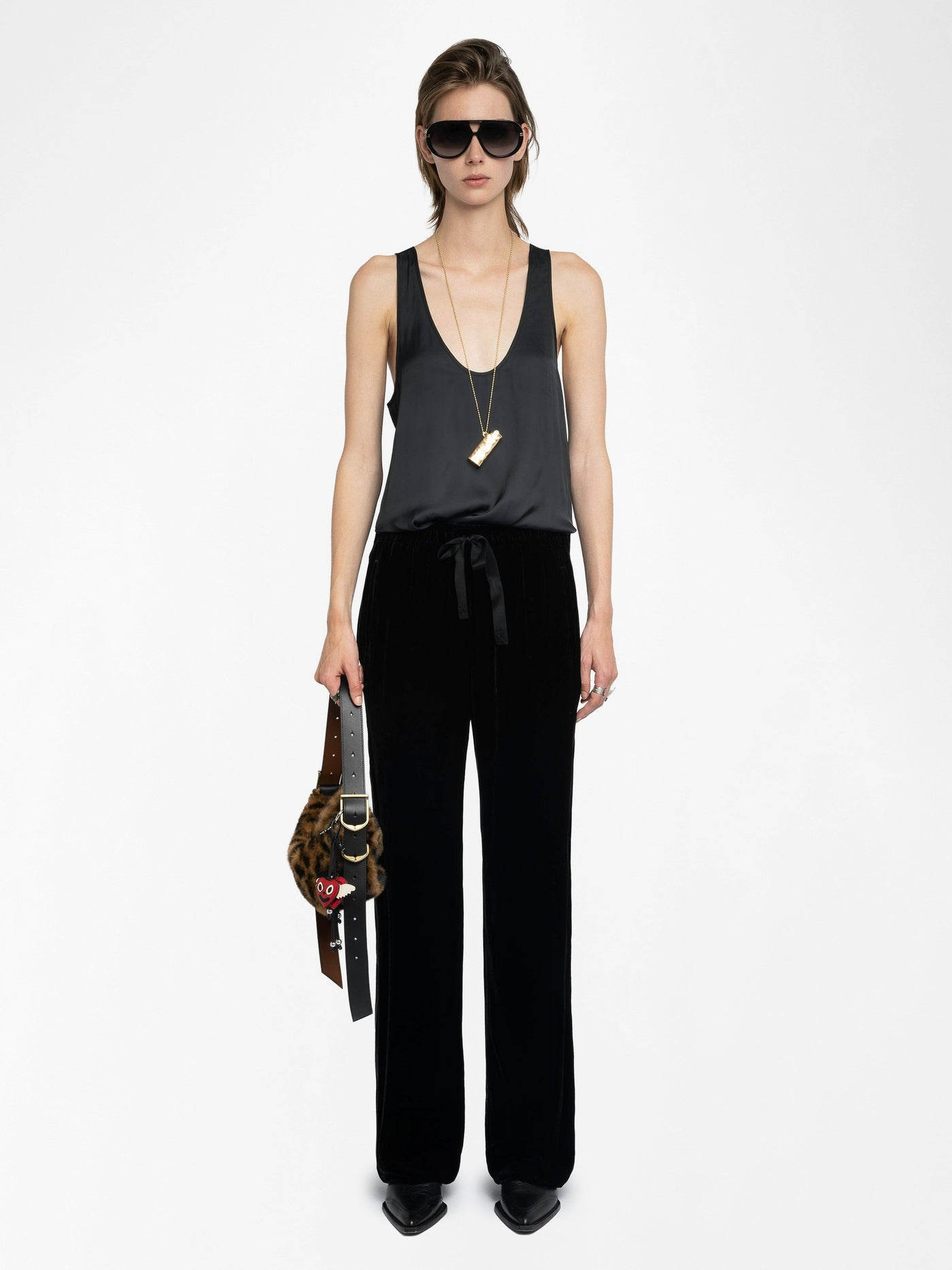 POMA VELVET PANTS IN BLACK