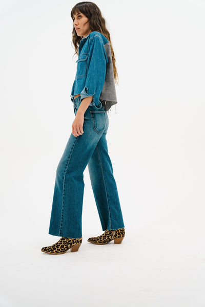 CROSBY COMBO FLANNEL IN DENIM AND HOUNDSTOOTH