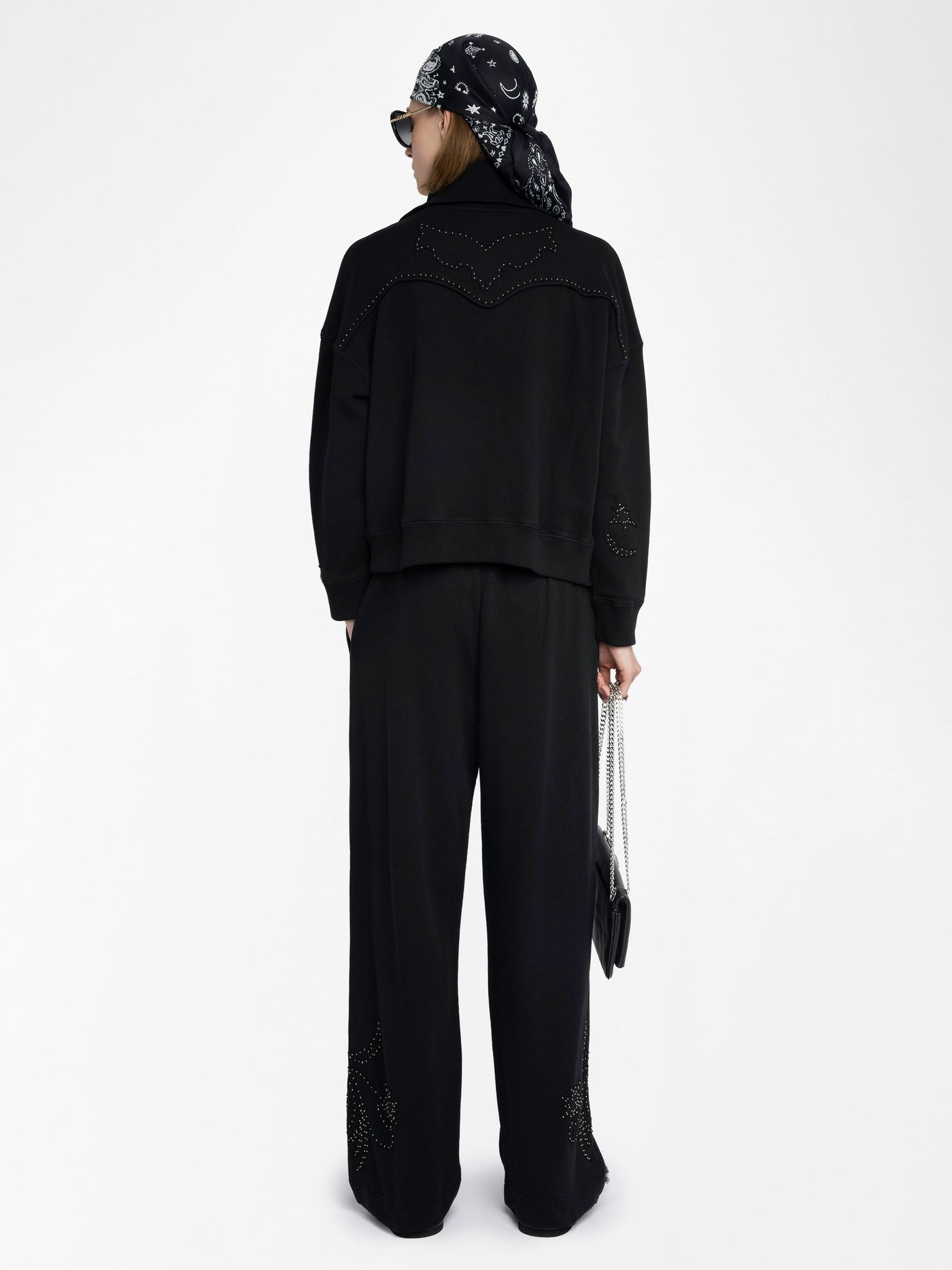MILLY ZIP UP SWEATSHIRT IN BLACK