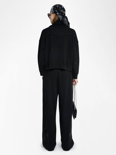 MILLY ZIP UP SWEATSHIRT IN BLACK