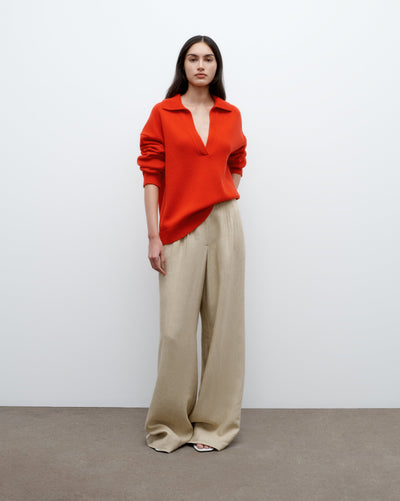 MINI PLEAT TROUSER IN SAFARI
