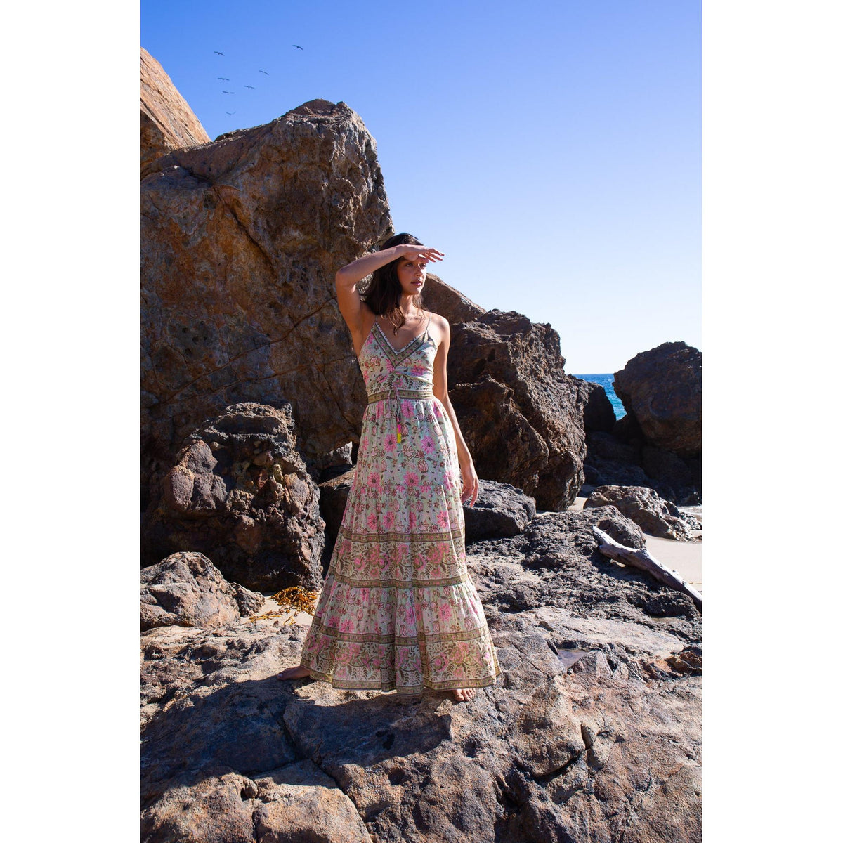 SABRINA MAXI DRESS IN MINT AND PINK FLORAL