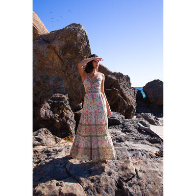 SABRINA MAXI DRESS IN MINT AND PINK FLORAL