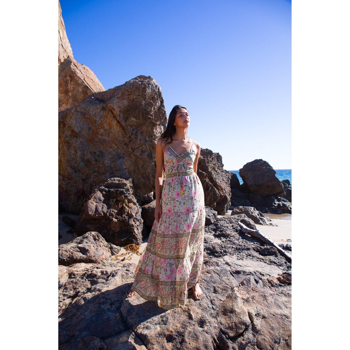 SABRINA MAXI DRESS IN MINT AND PINK FLORAL