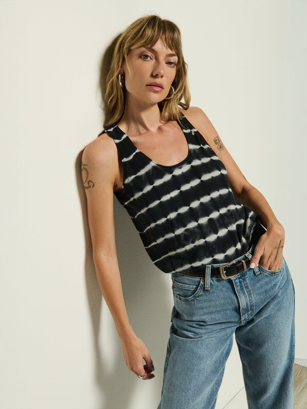 SIENNA SWEATER TANK IN TIE DYE STRIPE