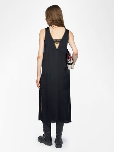 RENZO SATIN DRESS IN BLACK
