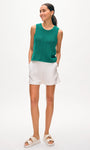White & Warren LOFTY COTTON CROCHET SLEEVELESS TANK at Romi Boutique
