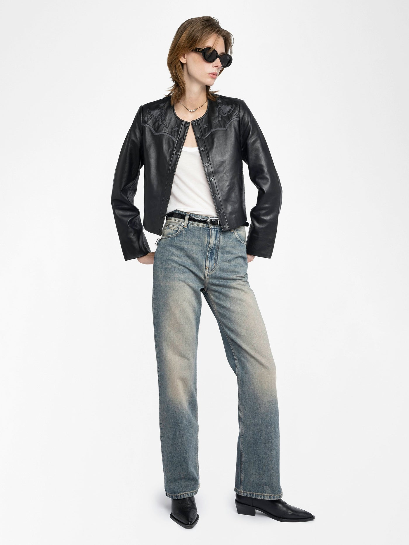 LUXI LEATHER JACKET IN BLACK