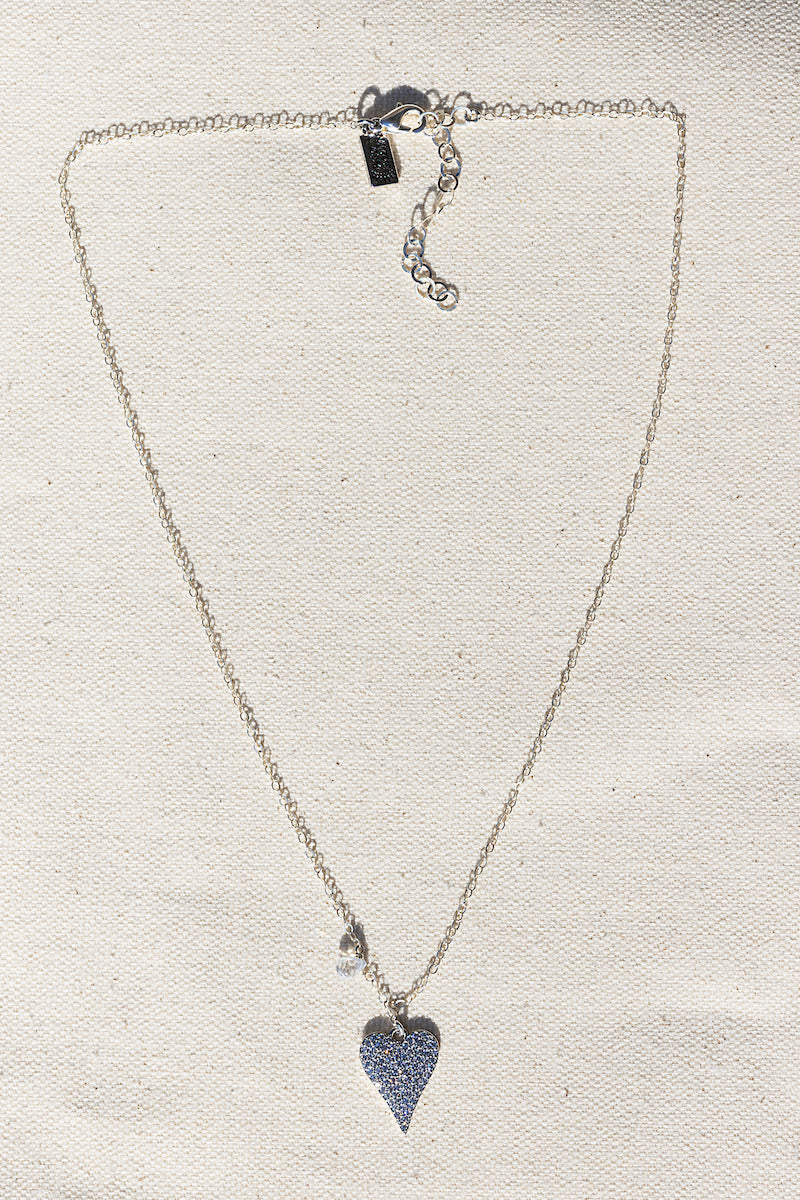Native Gem Glimmer Heart Necklace In Sterling Silver at Romi Boutique