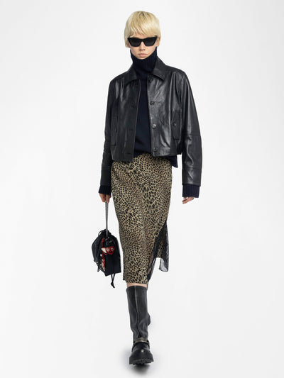 JAYLA MIDI LEOPARD PRINT SKIRT IN LEAVES