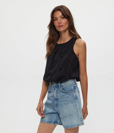 HAZEL EYELET BUBBLE TOP IN BLACK