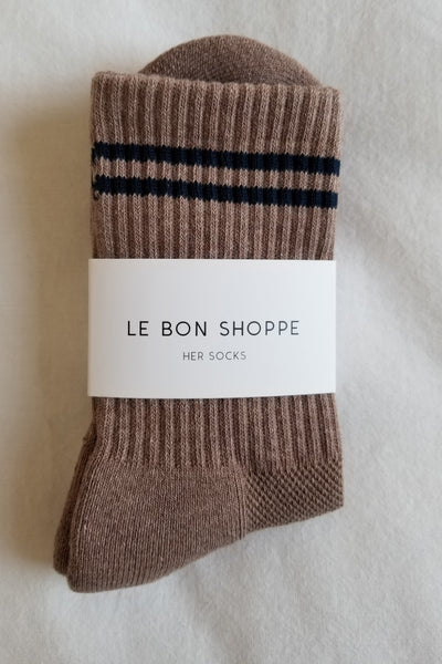 BOYFRIEND SOCKS IN COCOA - Romi Boutique