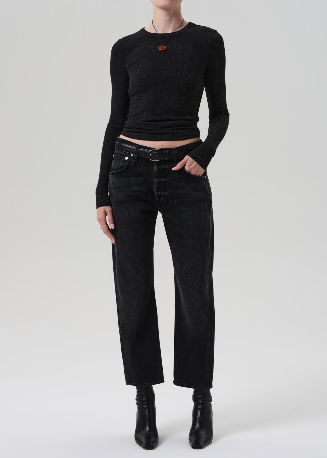 BINA CREWNECK IN HEATHER CHARCOAL
