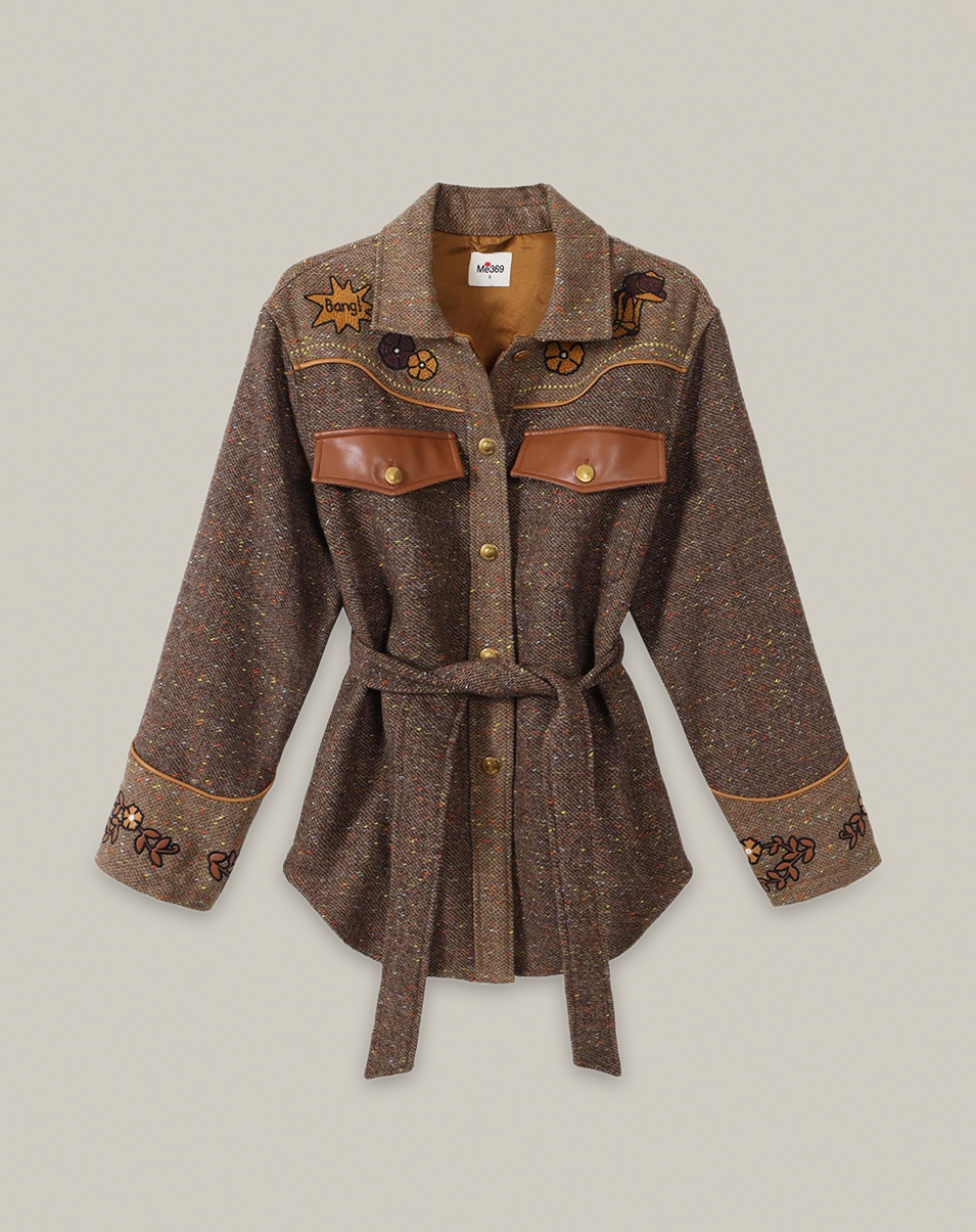 KIARA BELTED JACKET IN BROWN