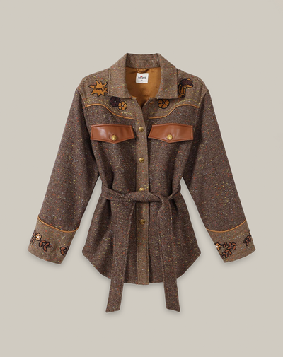 KIARA BELTED JACKET IN BROWN