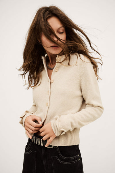 KARANTE CARDIGAN IN BEIGE CHINE