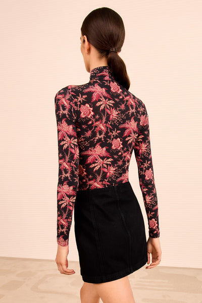 AURELIA JERSEY LONG SLEEVE TURTLE NECK IN MIDNIGHT LILY