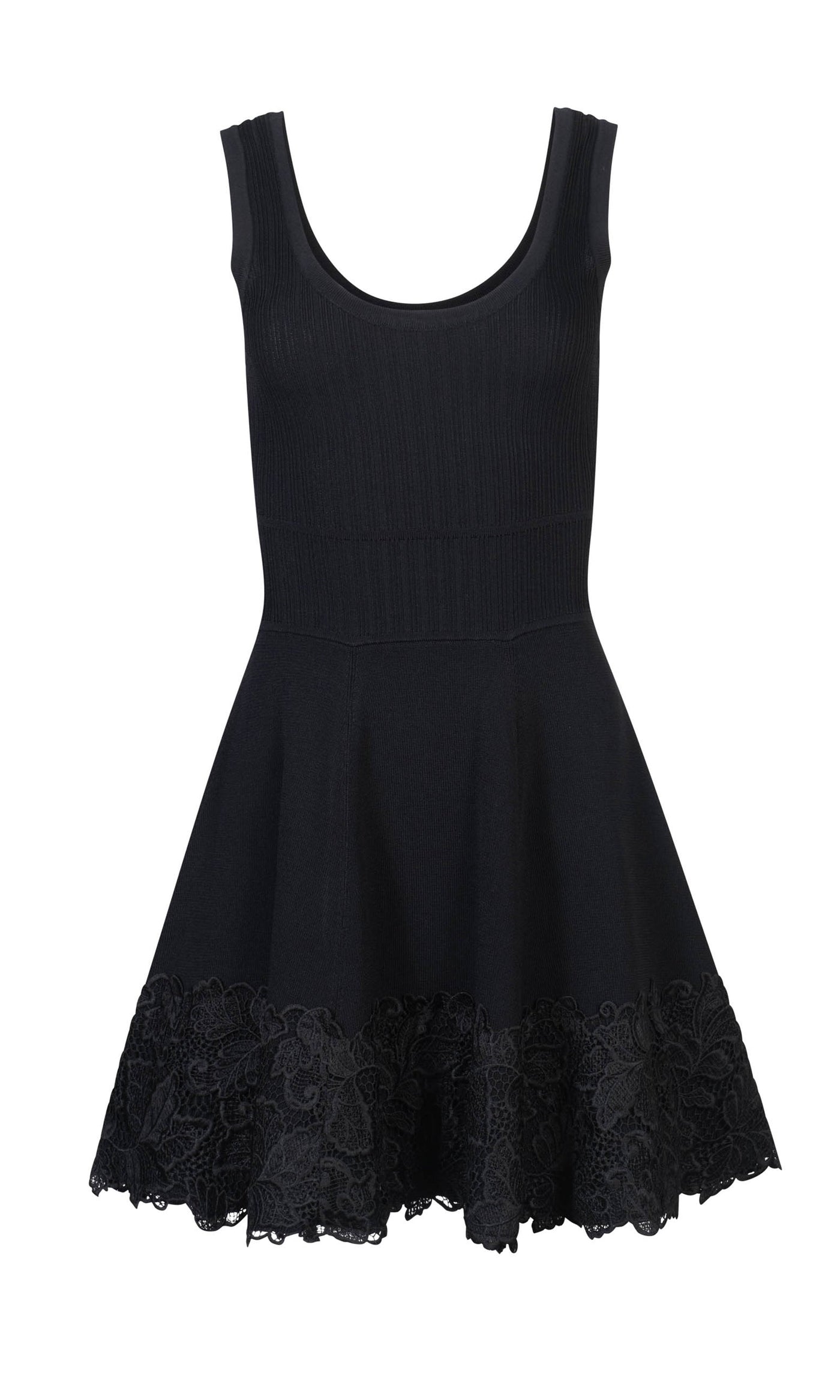 ORPHEUS LACE COMBO RIB DRESS IN BLACK