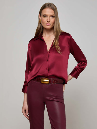DANI 3/4 SLEEVE BLOUSE IN BLACK CHERRY