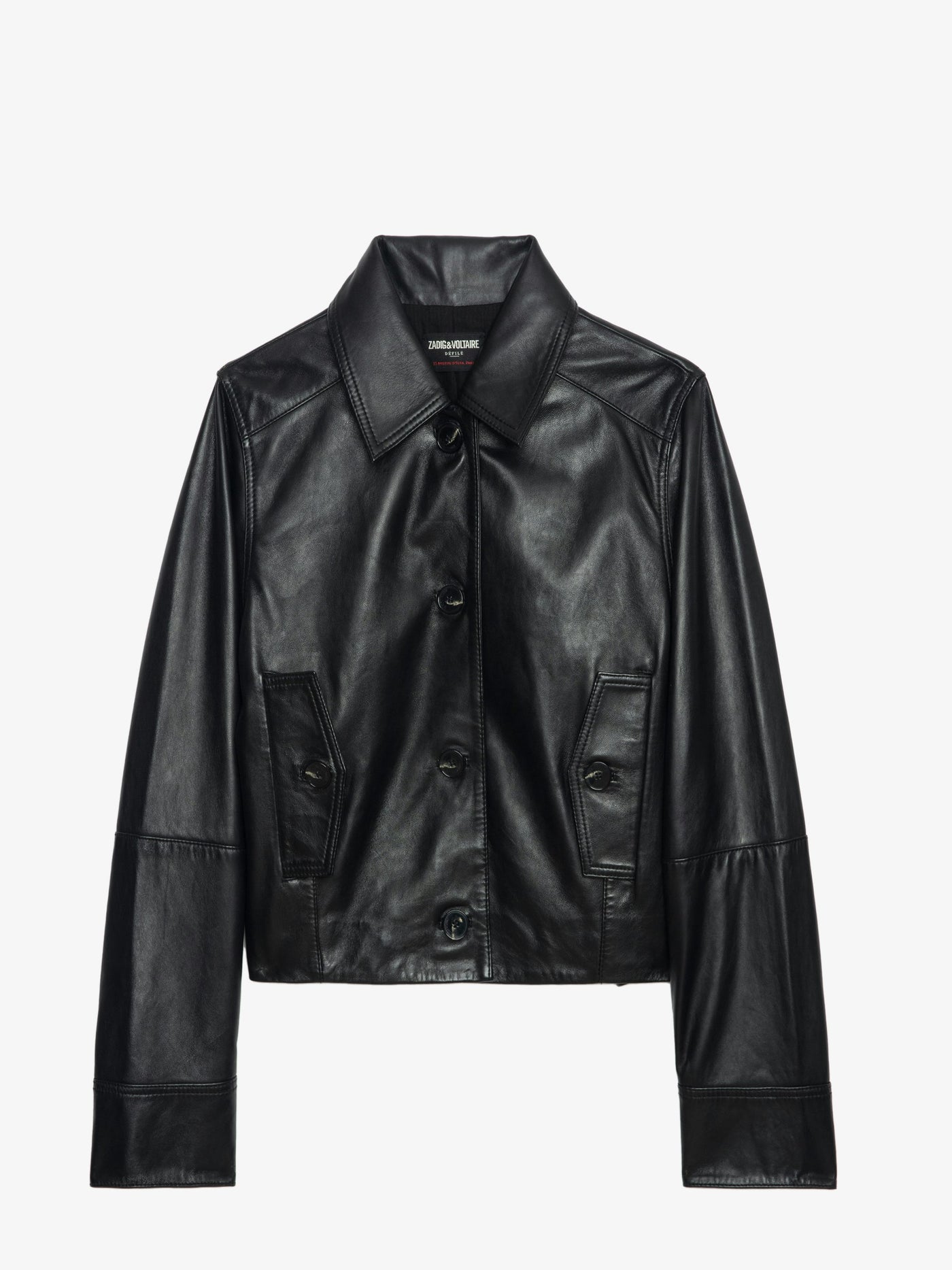 LISTON CROPPED BLACK LEATHER JACKET