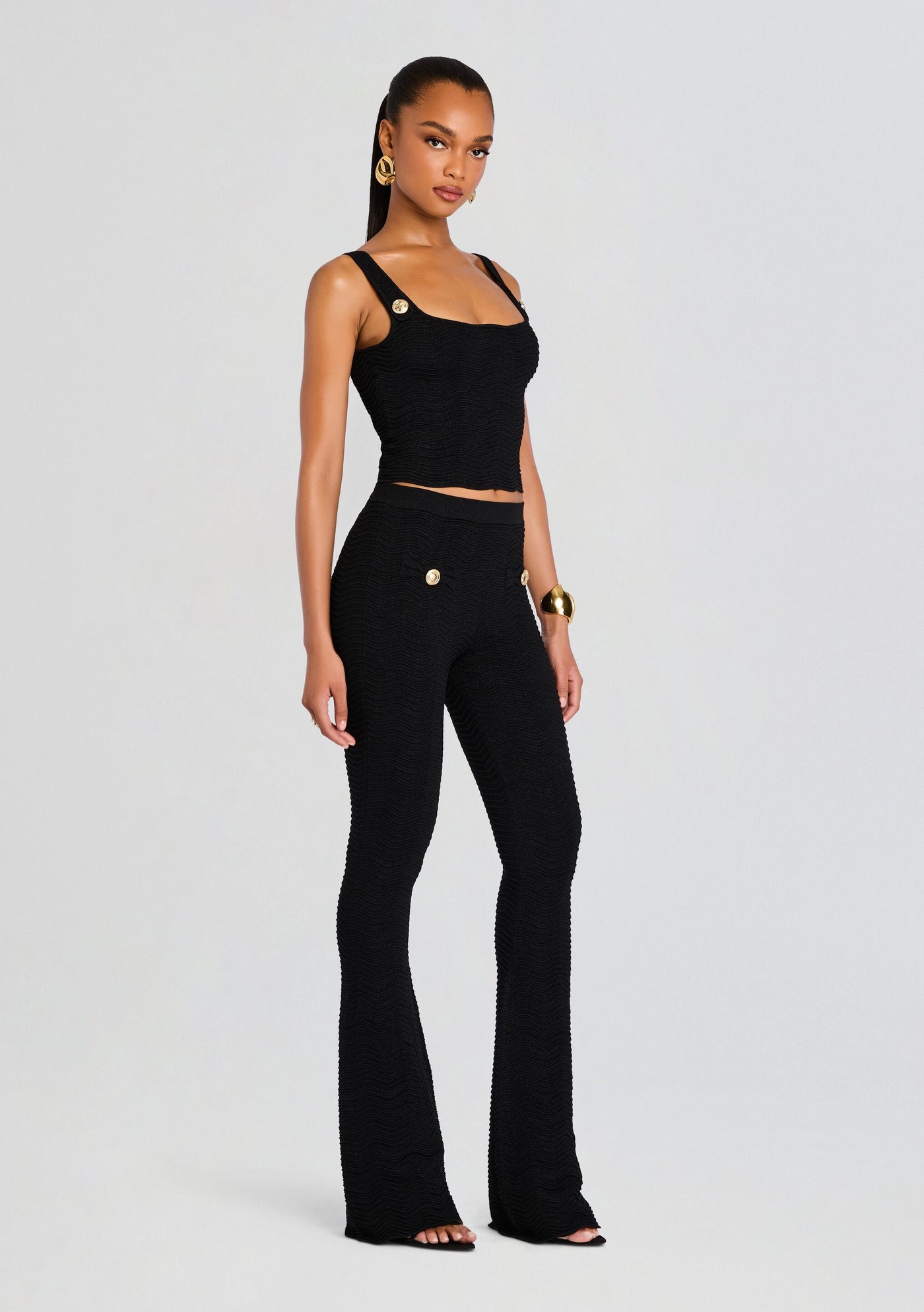 JOLIET KNIT PANT IN METALLIC BLACK