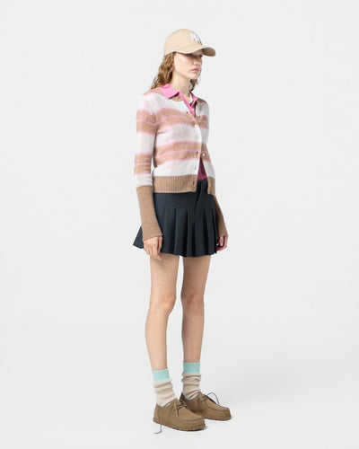 SHADOW PLAID CARDIGAN IN TAUPE COMBO