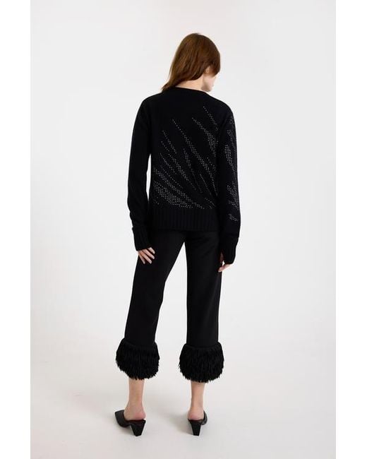 HOT FIX ZEBRA CASHMERE CREW NECK JUMPER IN BLACK