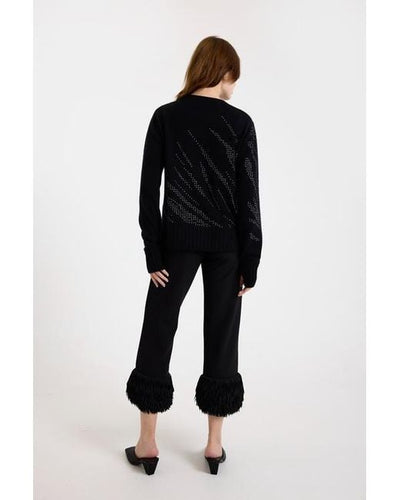 HOT FIX ZEBRA CASHMERE CREW NECK JUMPER IN BLACK