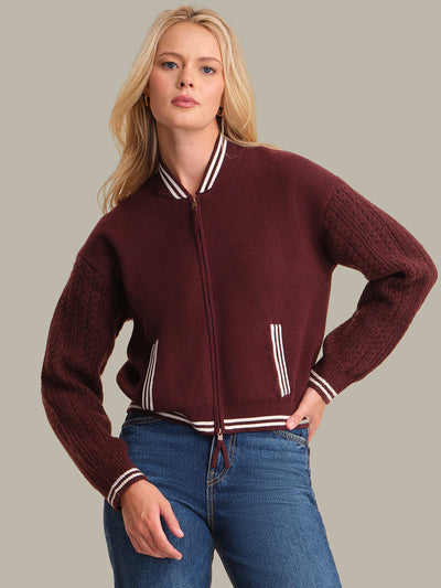 FLYNN CABLE SLEEVE BOMBER IN BOTTLE OXBLOOD MULTI
