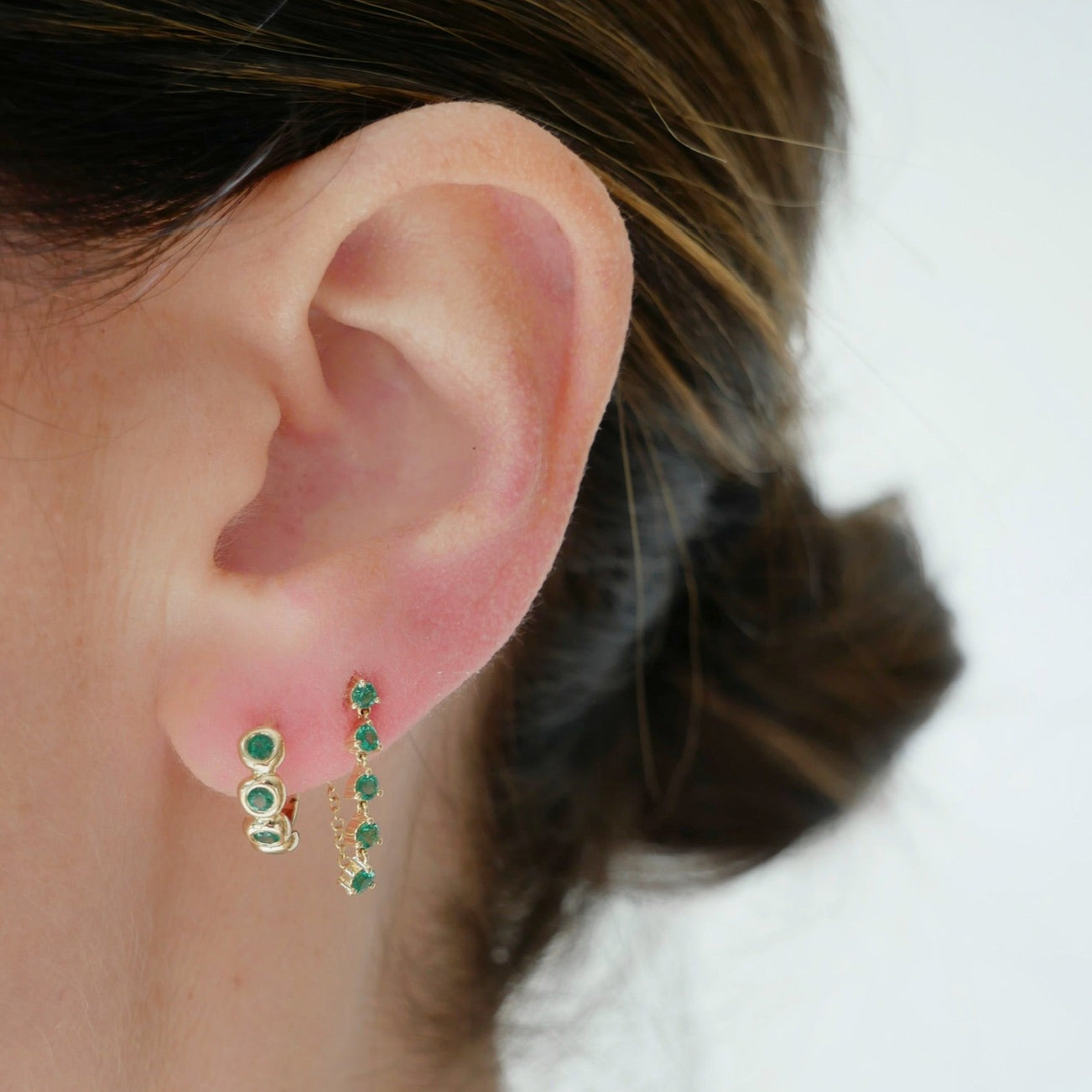 EF Collection Emerald Pillow Huggie Earring at Romi Boutique