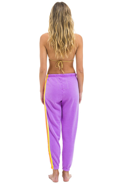 5 STRIPE SWEATPANTS IN NEON PURPLE/NEON