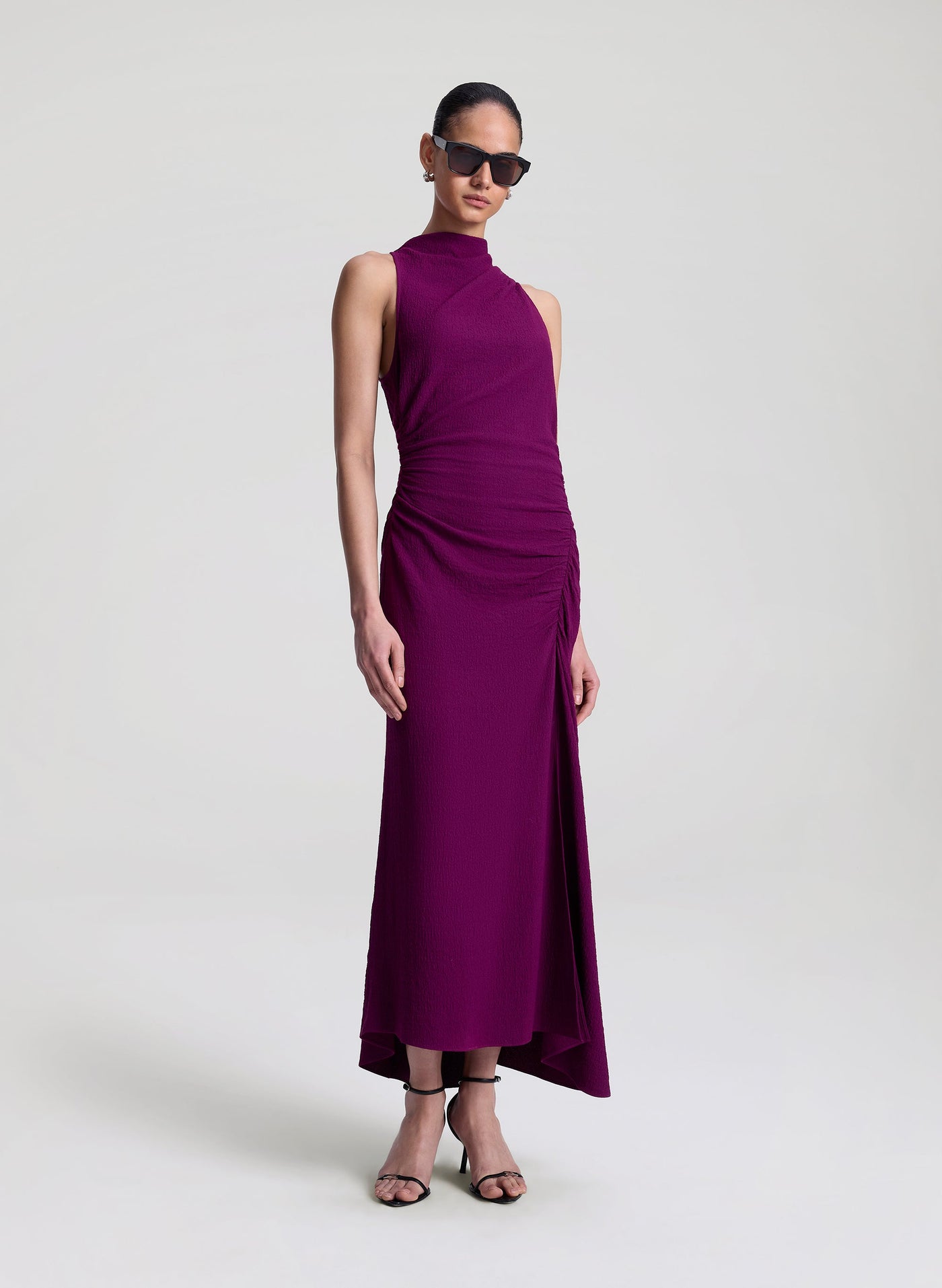 INEZ TEXTURED MIDI DRESS IN JEWEL