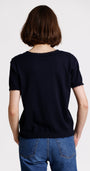 Minnie Rose COTTON CASHMERE FRAYED V TEE at Romi Boutique