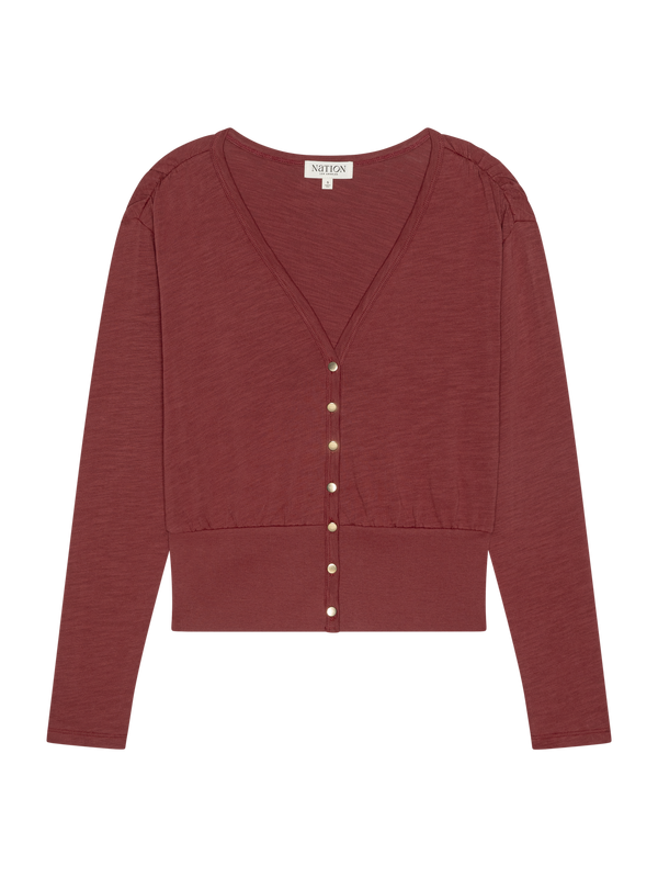COLETTE CARDIGAN TOP IN RUSSET