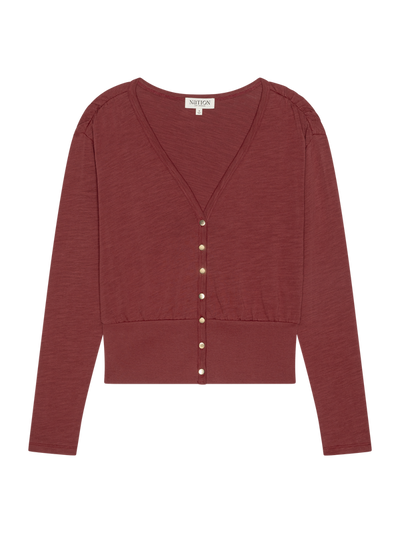 COLETTE CARDIGAN TOP IN RUSSET