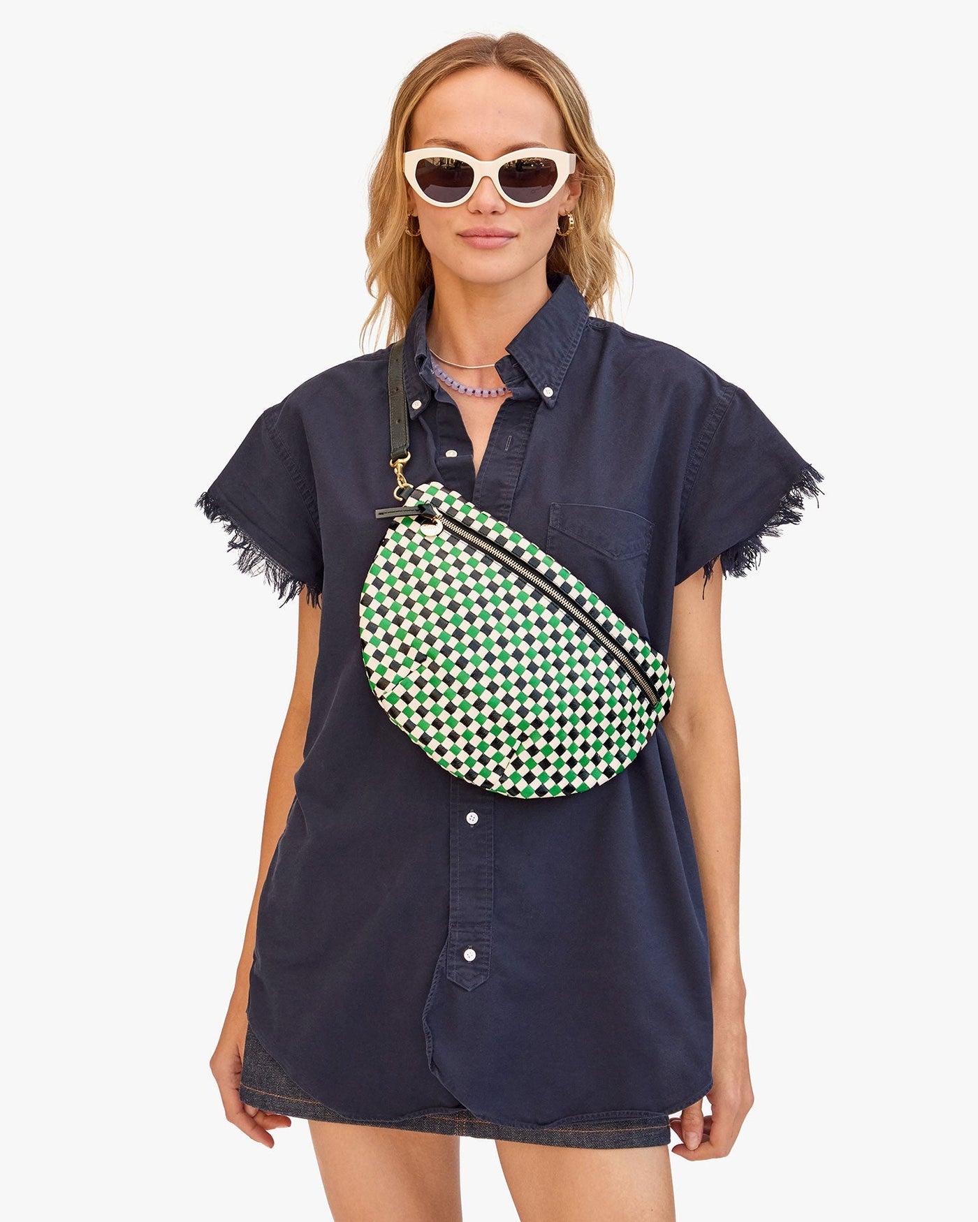 GRANDE FANNY IN GREEN APPLE MULTI WOVEN CHECKER - Romi Boutique